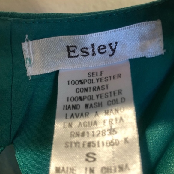 Esley Emerald Kelly Green Chiffon Pleated Folded Detail Cocktail Dress Small - Picture 5 of 5